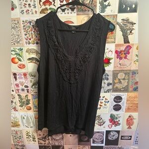 Dalia XXL black embroidered tank top. Never worn.